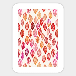 Watercolor Leaf Pattern in Autumn Colors Sticker